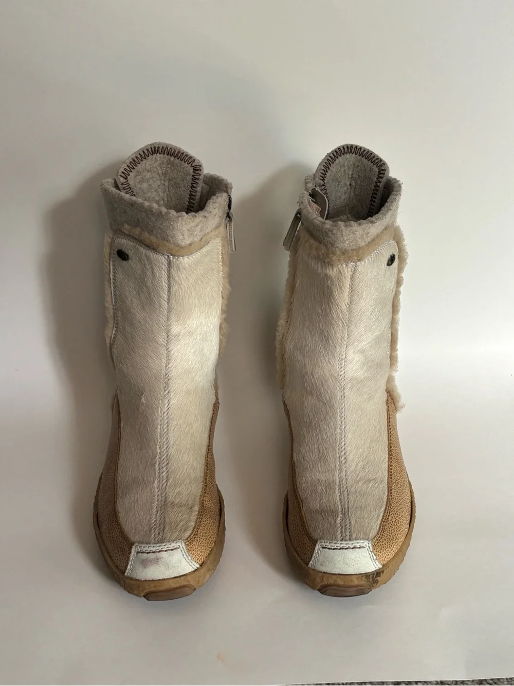 TECNICA Vintage Pony Hair Fur Embroidered Zip-Up Leather Boots  Women’s Size 7